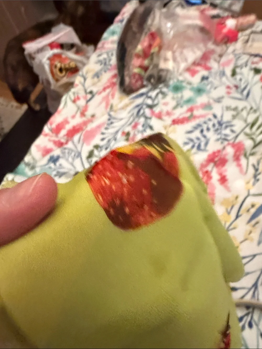 Vintage Echo Strawberry Print Scarf - Lime Green and Red ~ 100 💯 Silk 18 🍓